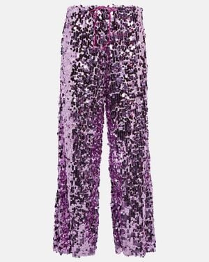 Oséree Sequined High-Rise Wide-Leg Trousers - Purple