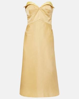 McQueen Midikleid Aus Satin - Gelb
