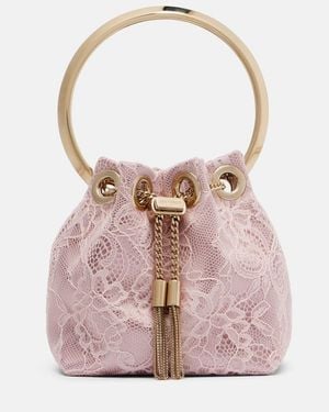 Jimmy Choo Bon Bon Micro Satin And Lace Bucket Bag - Pink