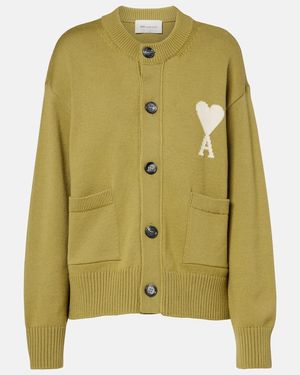Ami Paris Cardigan Ami De Cour Aus Wolle Und Baumwolle - Grün
