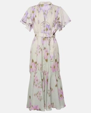 Dorothee Schumacher Blooming Volumes Floral Cotton Midi Dress - White