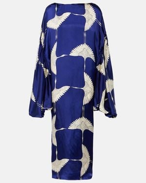 KHAITE Zelma Printed Maxi Dress - Blue