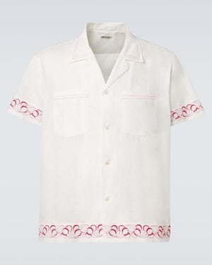 Bode Embroidered Cotton Poplin Bowling Shirt - White