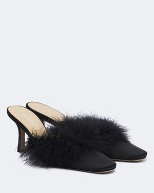 Mach & Mach Mules Carolyn Aus Satin Mit Federn - Schwarz