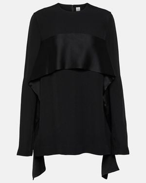 TOTEME Satin-Trimmed Crepe Top - Black