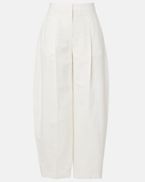 Alaïa Pantalones Barrel De Popelin - Blanco