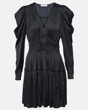 Ulla Johnson Lu Draped Satin Minidress - Black
