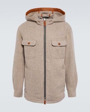 Giorgio Armani Hooded Virgin Wool Blouson - Natural