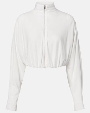 Alaïa Draped Mockneck Jersey Jacket - White