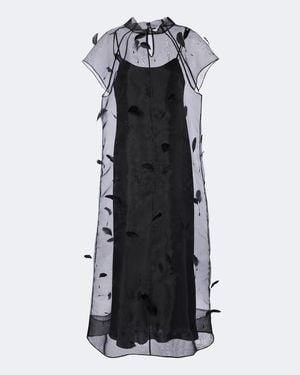 Jonathan Simkhai Pauline Feather-Trimmed Organza Midi Dress - Black