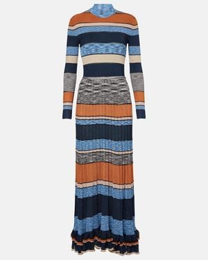 Ulla Johnson Evangeline Striped Lame Maxi Dress - Blue