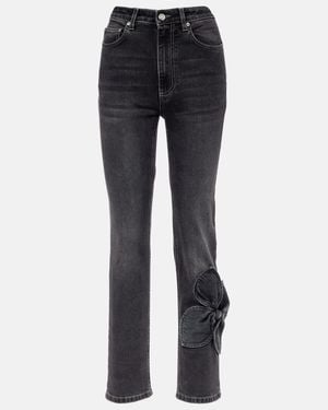 Area Jeans Rectos Cropped Con Lazo - Azul