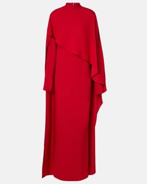Taller Marmo Carrington Caped Crepe Cady Gown - Red