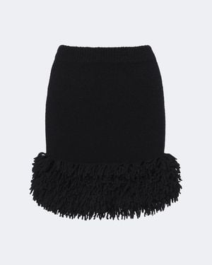Loewe Fringed Wool-Blend Miniskirt - Black