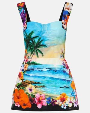 Dolce & Gabbana Printed Cotton Minidress - Blue