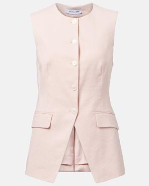 Veronica Beard Lois Linen-Blend Vest - Pink