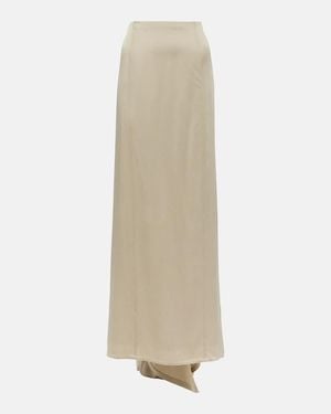 Brunello Cucinelli Satin Maxi Skirt - Natural