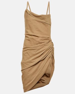 Jacquemus La Robe Saudade Asymmetric Draped Mini Dress - Natural