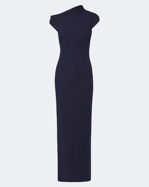 Solace London Arion Asymmetric Crepe Gown - Blue