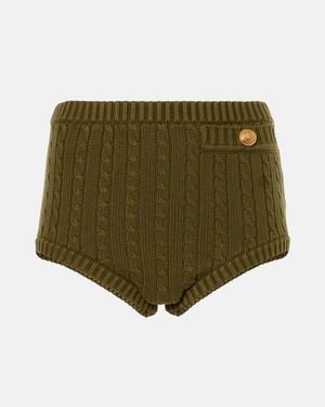 Chloé Cable-Knit Cotton-Blend Shorts - Green