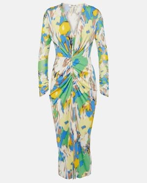 Diane von Furstenberg Hades Printed Ruched Jersey Midi Dress - Blue