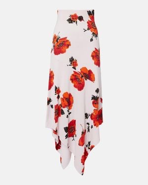 Alaïa Floral Asymmetric Jersey Midi Skirt - Red