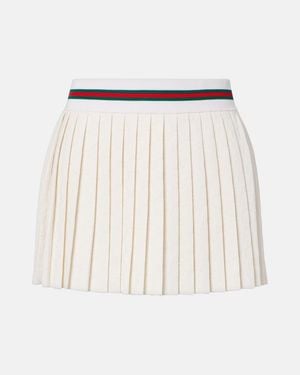 Gucci Gg Jacquard Pleated Miniskirt - White