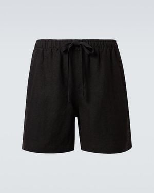 Commas Linen Shorts - Black