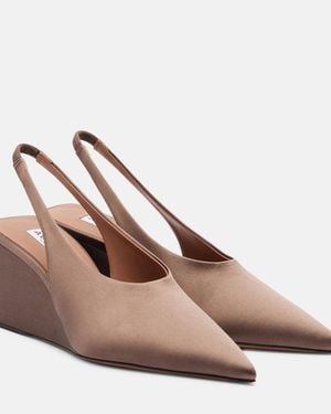 Alaïa Cube 75 Satin Slingback Wedges - Brown