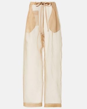 KHAITE Trenton Silk Organza Wide-Leg Trousers - Natural