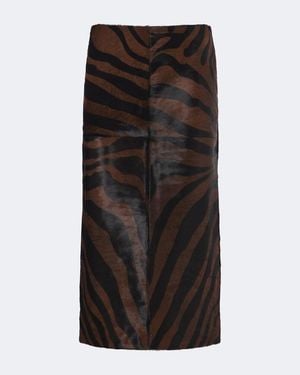 Jonathan Simkhai Tobiana Zebra-Print Calf Hair Midi Skirt - Black