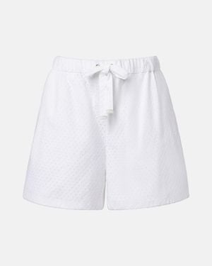 Moncler Broderie Anglaise Cotton Shorts - White