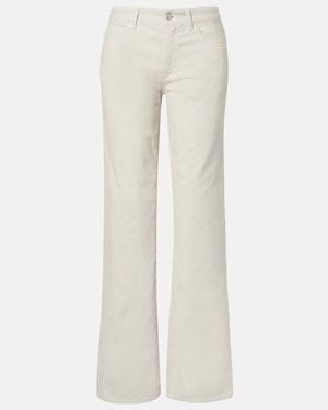 The Row Carlyl Cotton Corduroy Straight Trousers - White
