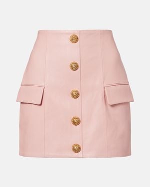 Balmain Leather Miniskirt - Pink