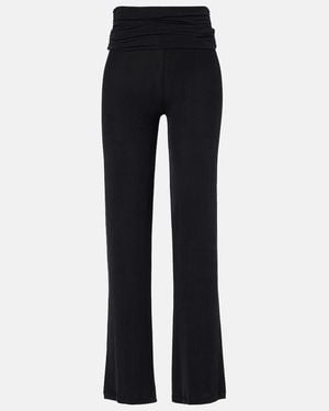 AYA MUSE Gathered High-Rise Straight Trousers - Blue