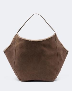 Brunello Cucinelli Duo Large Reversible Leather Tote Bag - Brown