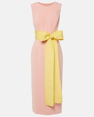 Carolina Herrera Vestido Midi De Crepe Con Lazo - Amarillo