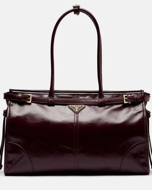 Prada Bonnie Large Leather Shoulder Bag - Red