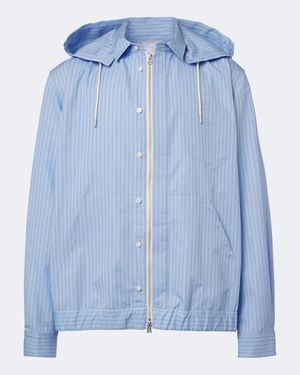 Sacai Striped Cotton-Blend Jacket - Blue