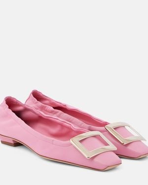 Roger Vivier Belle Vivier Leather Ballet Flats - Pink