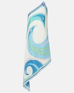 PUCCI Cigni One-Shoulder Silk Minidress - Blue