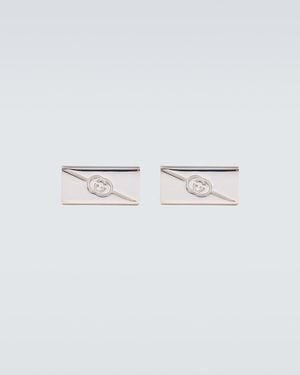 Gucci Manschettenknoepfe Gg Aus Sterlingsilber - Weiß