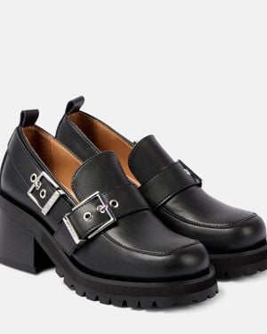 Ganni Plateau-Loafers Feminine Aus Lederimitat - Schwarz