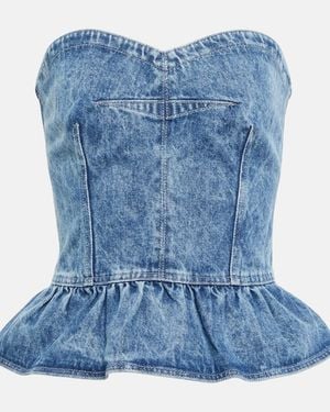 Isabel Marant Solizinia Ruffle-Trimmed Denim Top - Blue