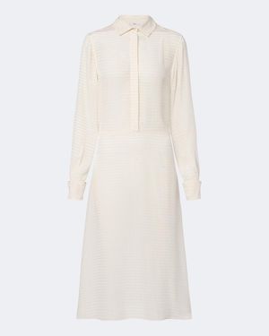 Fendi Chevron Jacquard Silk Midi Dress - White