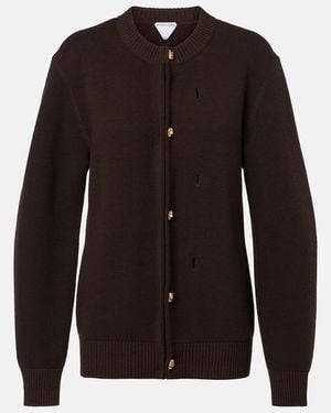 Bottega Veneta Cardigan De Lana Y Algodon - Negro