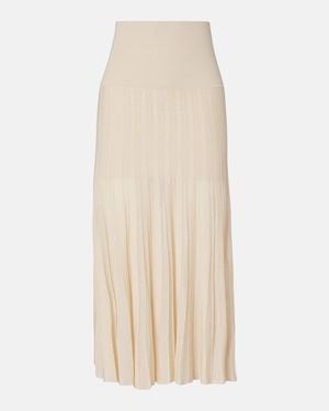 Isabel Marant Ezra Pleated Semi-Sheer Crepe Skirt - Natural