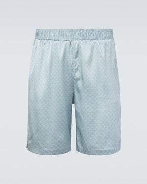 Frescobol Carioca Palma Printed Silk-Blend Shorts - Blue