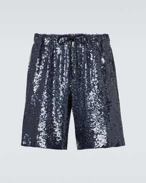 Dries Van Noten Sequined Bermuda Shorts - Blue