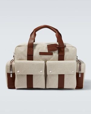 Brunello Cucinelli Leather-Trimmed Canvas Duffel Bag - Brown